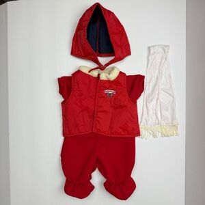 Vtg. Teddy Ruxpin Flying Outfit-Worlds of Wonder-Red Jumper Vest Hat Scarf FLAWS